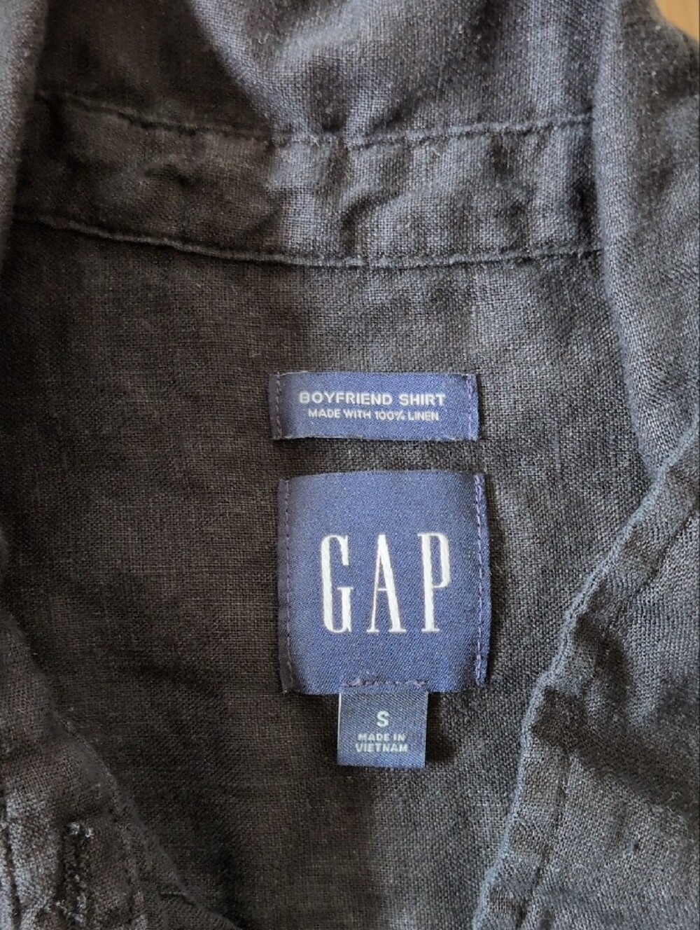 GAP Black Long Sleeve Linen Button-Down Shirt - Picture 2 of 2